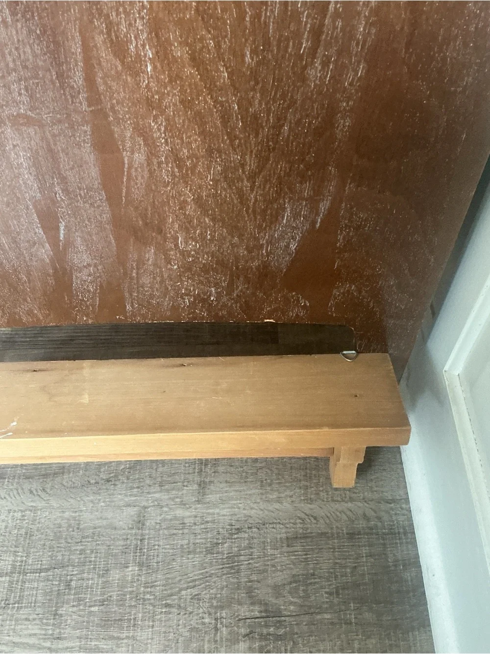 Vintage Handmade Bathroom Wooden Wall Shelf 'Bath 5 Cents' Rustic Country Cabin